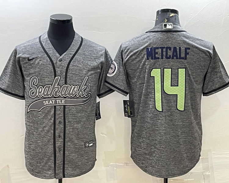 Men's Seattle Seahawks DK Metcalf #14 Gray Jersey Joint Edition