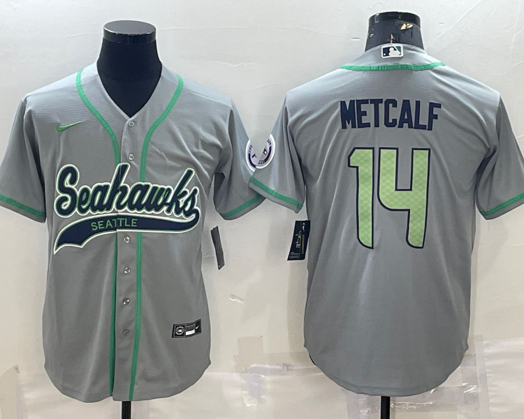 Men's Seattle Seahawks DK Metcalf #14 Gray Jersey Joint Edition