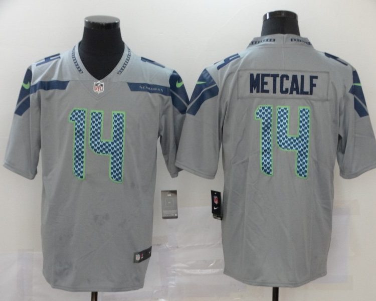 Men's Seattle Seahawks DK Metcalf #14 Gray Jersey