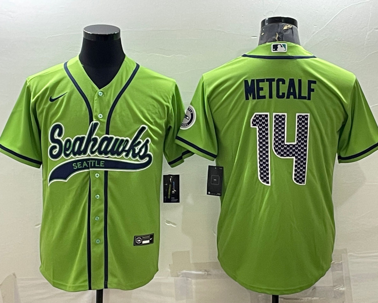 Men's Seattle Seahawks DK Metcalf #14 Green Jersey Joint Edition