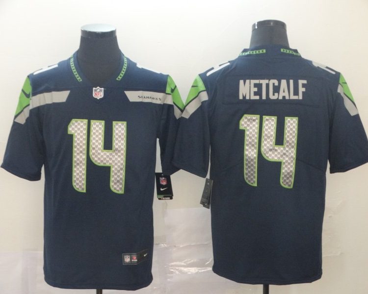 Men's Seattle Seahawks DK Metcalf #14 Navy Jersey