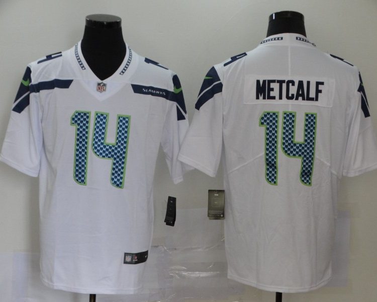 Men's Seattle Seahawks DK Metcalf #14 White Jersey