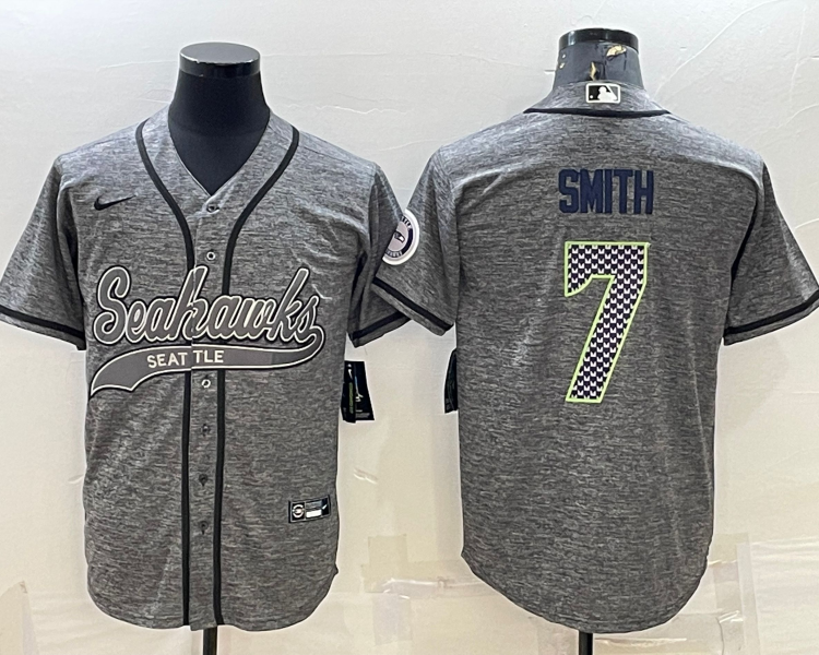 Men's Seattle Seahawks Geno Smith #7 Gray Jersey Joint Edition