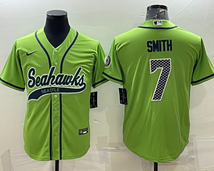 Men's Seattle Seahawks Geno Smith #7 Green Jersey Joint Edition