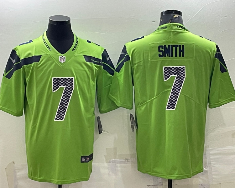 Men's Seattle Seahawks Geno Smith #7 Green Jersey