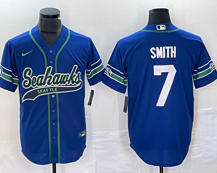 Men's Seattle Seahawks Geno Smith #7 Royal Alternate Legend Jersey Joint Edition