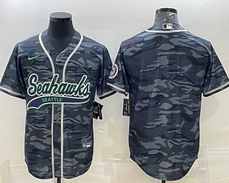 Men's Seattle Seahawks Grey Camouflage Blank Jersey