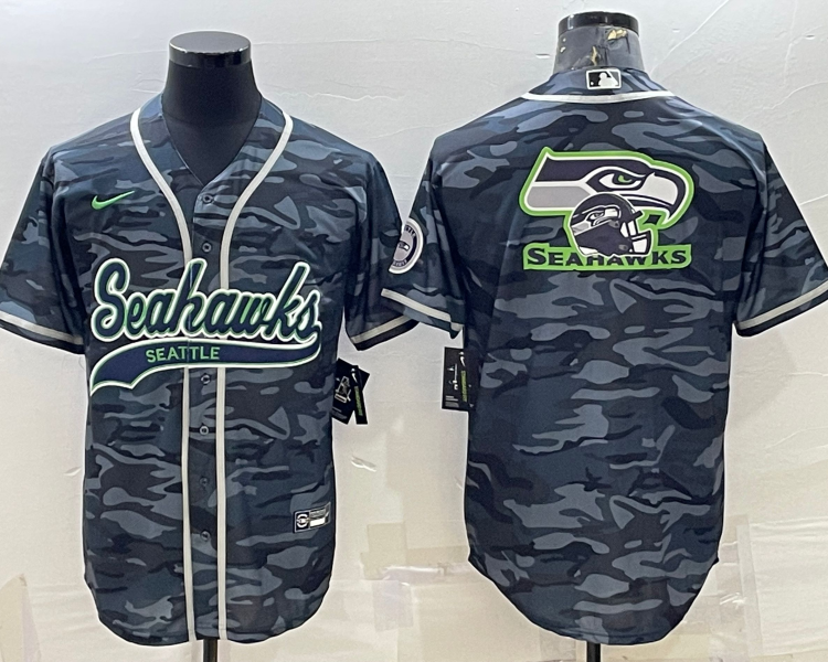 Men's Seattle Seahawks Grey Camouflage Jersey