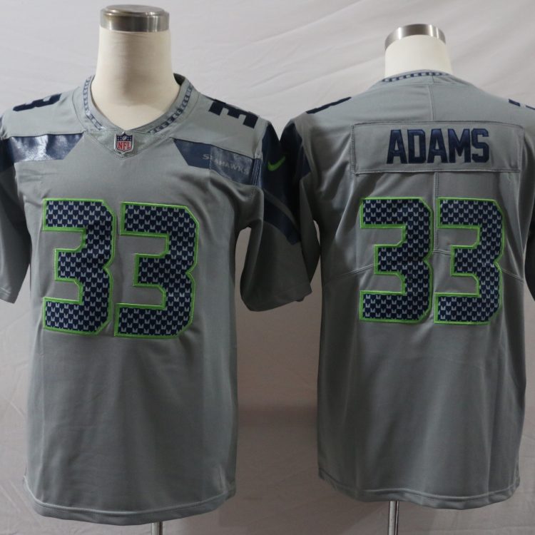 Men's Seattle Seahawks Jamal Adams #33 Gray Jersey