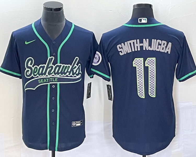 Men's Seattle Seahawks Jaxon Smith-Njigba #11 Navy Jersey Joint Edition