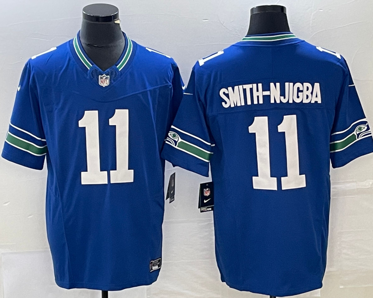 Men's Seattle Seahawks Jaxon Smith-Njigba #11 Royal Throwback Jersey