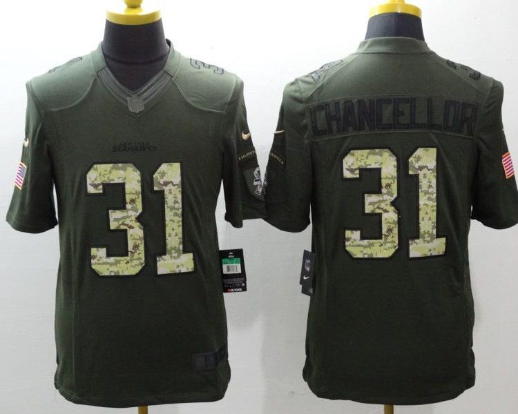 Men's Seattle Seahawks Kam Chancellor #31 Army Green Jersey