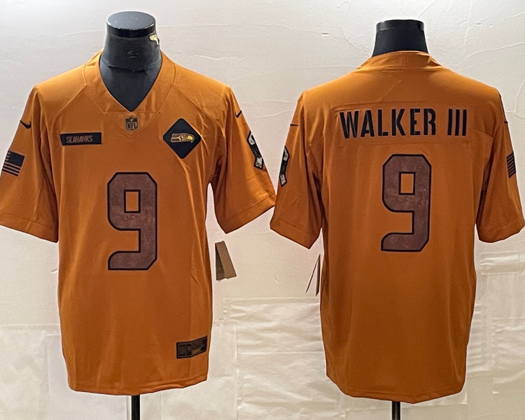 Men's Seattle Seahawks Kenneth Walker III #9 Brown 2023 Salute To Service Limited Jersey