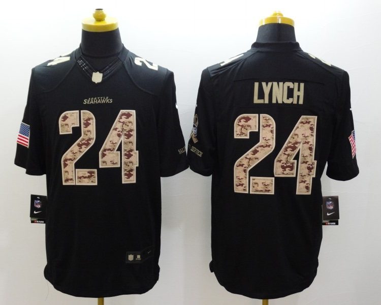 Men's Seattle Seahawks Marshawn Lynch #24 Black Jersey