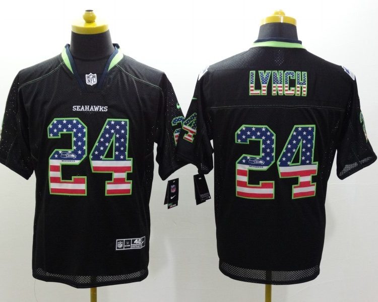 Men's Seattle Seahawks Marshawn Lynch #24 Black Jersey