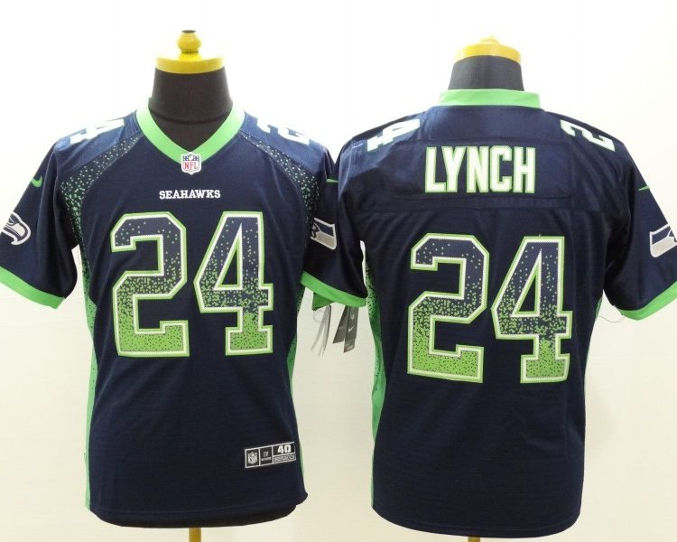Men's Seattle Seahawks Marshawn Lynch #24 Navy Jersey