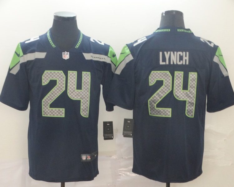 Men's Seattle Seahawks Marshawn Lynch #24 Navy Jersey