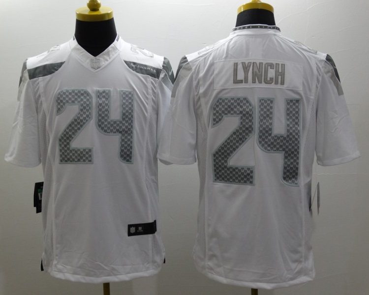 Men's Seattle Seahawks Marshawn Lynch #24 White Jersey