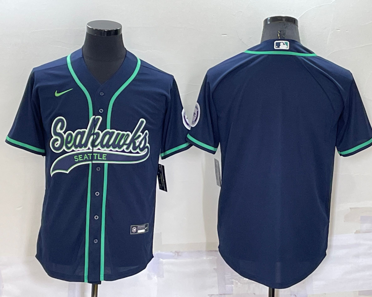 Men's Seattle Seahawks Navy Blank Jersey