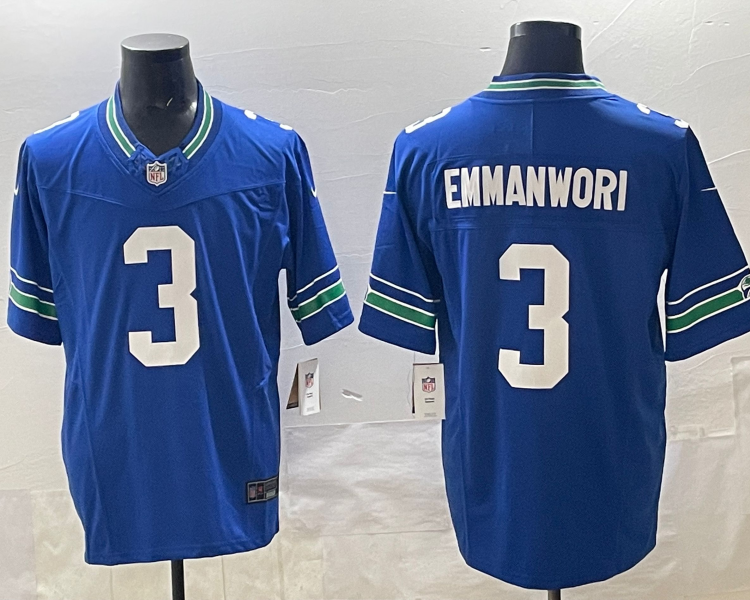 Men's Seattle Seahawks Nick Emmanwori #3 Royal Alternate Jersey