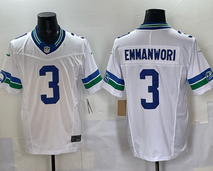 Men's Seattle Seahawks Nick Emmanwori #3 White Alternate Jersey