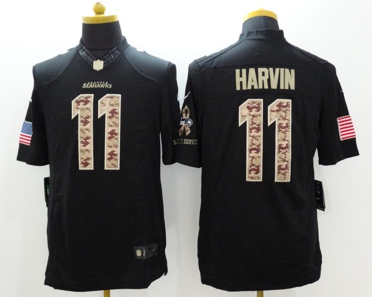Men's Seattle Seahawks Percy Harvin #11 Black Jersey