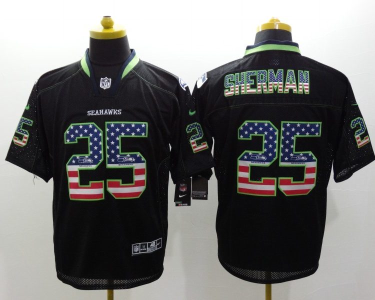 Men's Seattle Seahawks Richard Sherman #25 Black Jersey