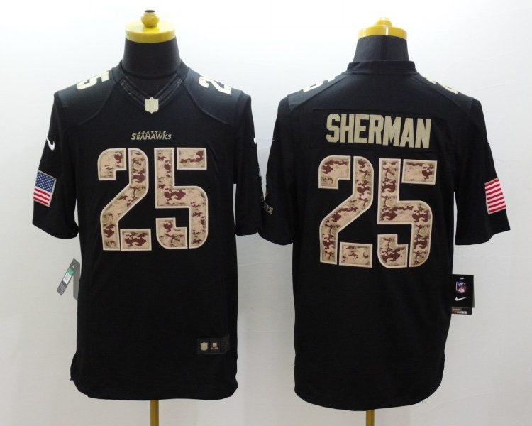 Men's Seattle Seahawks Richard Sherman #25 Black Jersey