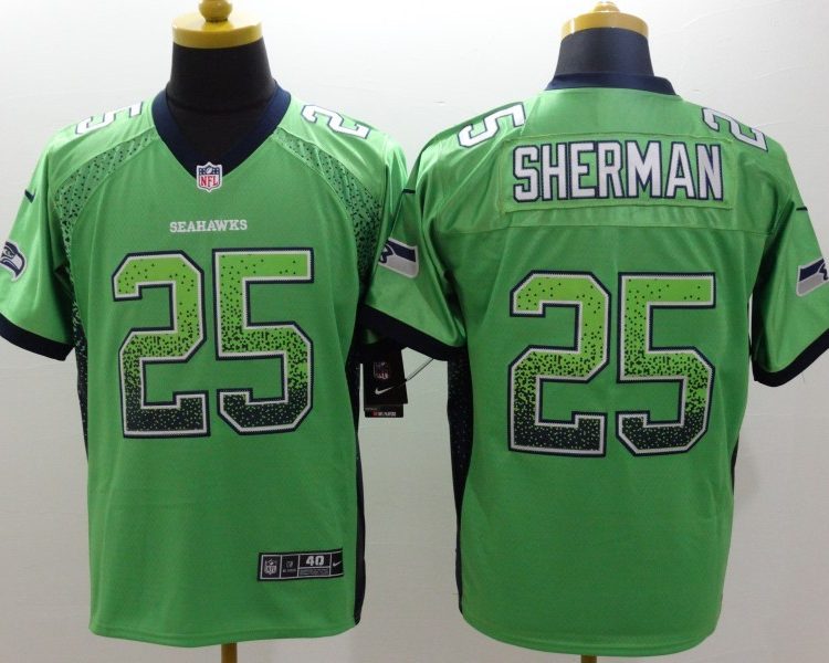 Men's Seattle Seahawks Richard Sherman #25 Green Jersey