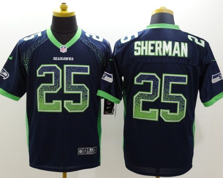 Men's Seattle Seahawks Richard Sherman #25 Navy Jersey