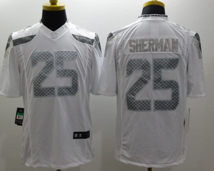 Men's Seattle Seahawks Richard Sherman #25 White Jersey