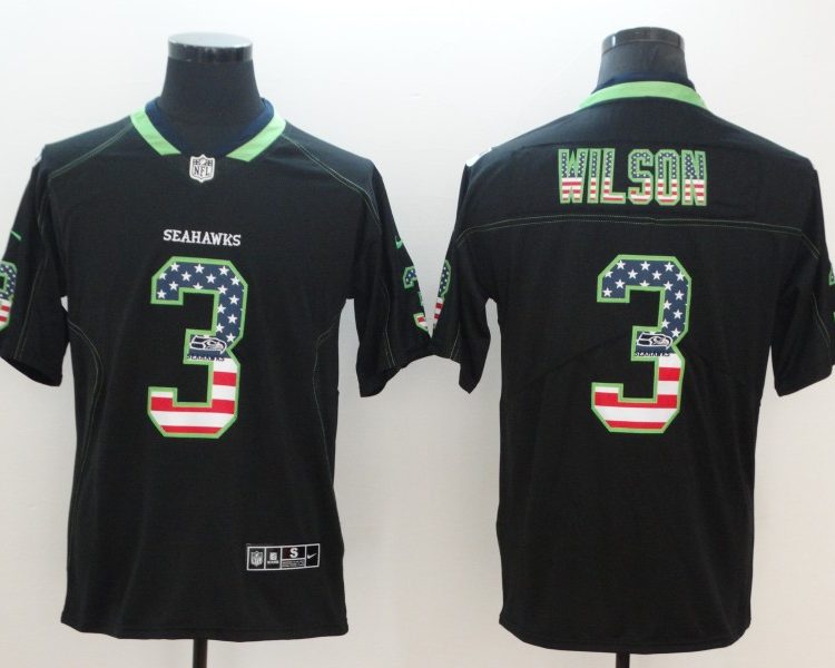 Men's Seattle Seahawks Russell Wilson #3 Black Alternate Jersey