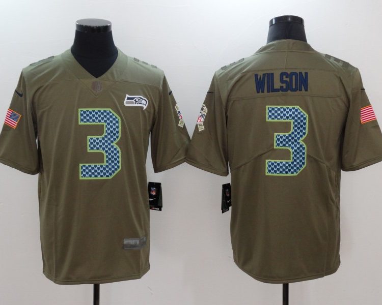 Men's Seattle Seahawks Russell Wilson #3 Brown Alternate Jersey