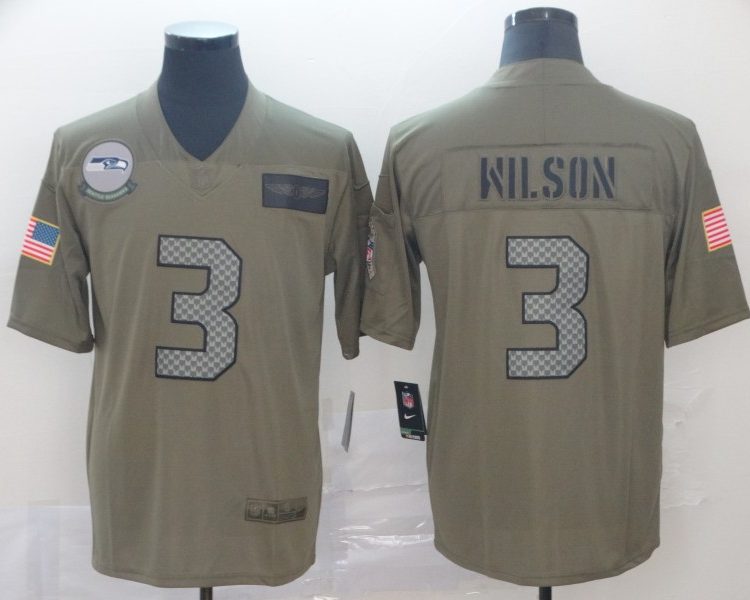 Men's Seattle Seahawks Russell Wilson #3 Brown Jersey