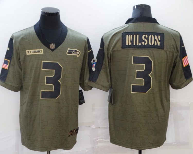 Men's Seattle Seahawks Russell Wilson #3 Brown Jersey
