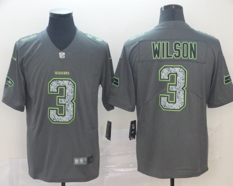 Men's Seattle Seahawks Russell Wilson #3 Gray Alternate Jersey