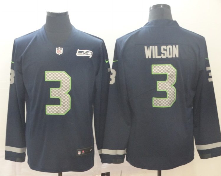 Men's Seattle Seahawks Russell Wilson #3 Navy Jersey