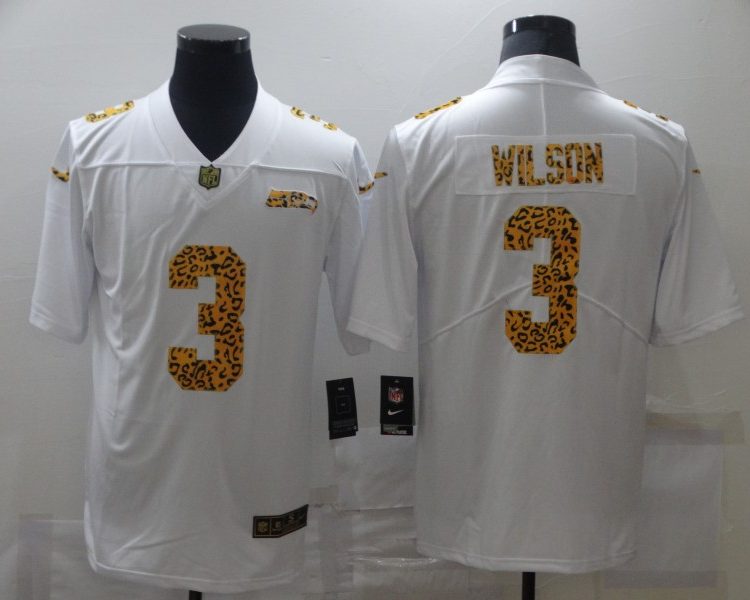 Men's Seattle Seahawks Russell Wilson #3 White Jersey