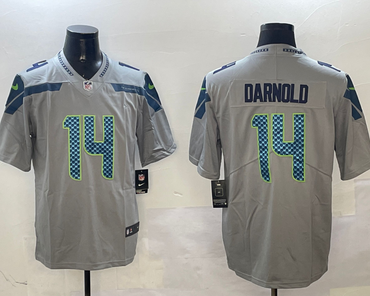 Men's Seattle Seahawks Sam Darnold #14 Gray Jersey