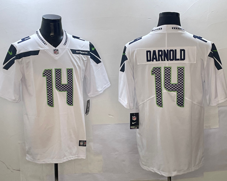 Men's Seattle Seahawks Sam Darnold #14 White Jersey