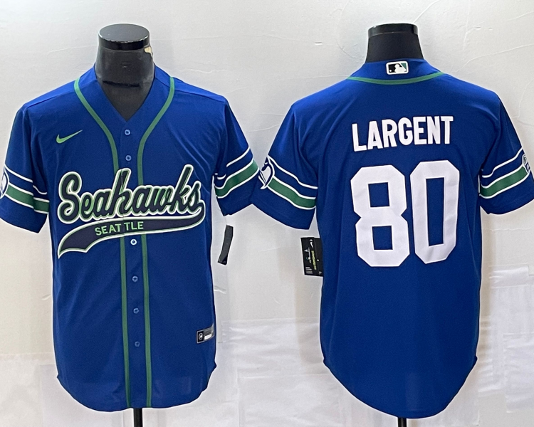 Men's Seattle Seahawks Steve Largent #80 Royal Alternate Legend Jersey Joint Edition