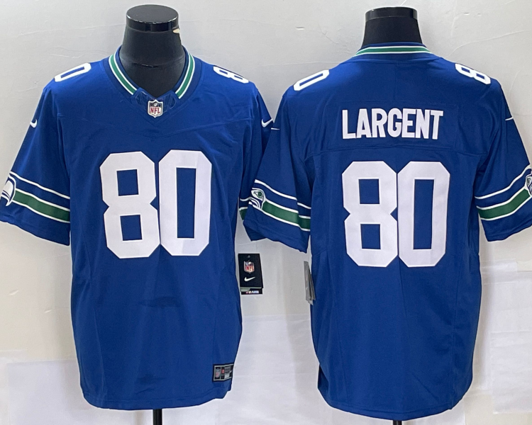 Men's Seattle Seahawks Steve Largent #80 Royal Throwback Legend Jersey