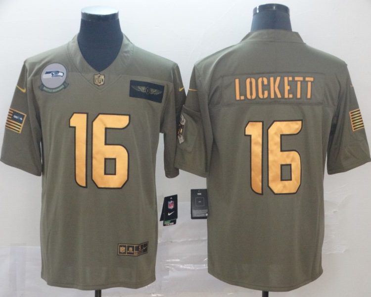 Men's Seattle Seahawks Tyler Lockett #16 Brown Jersey