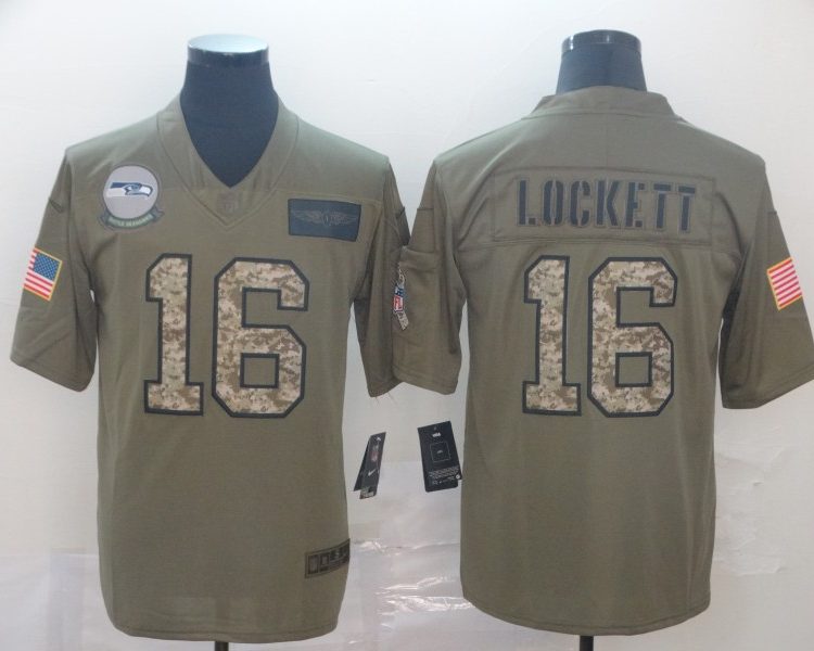 Men's Seattle Seahawks Tyler Lockett #16 Brown Jersey