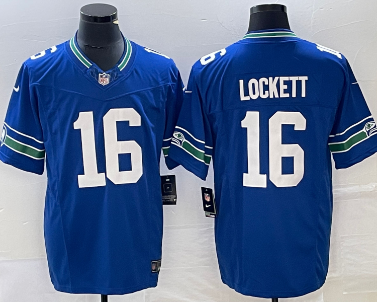 Men's Seattle Seahawks Tyler Lockett #16 Royal Throwback Legend Jersey