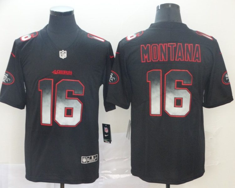Men's San Francisco 49ers #16 Joe Montana Black Authentic Jersey