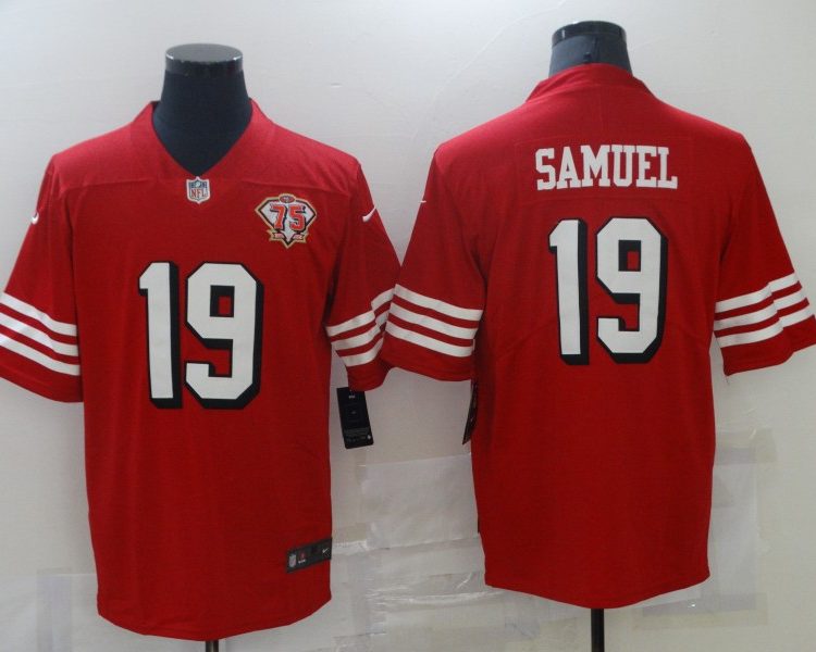 Men's San Francisco 49ers Deebo Samuel #19 Red 75th Anniversary Jersey