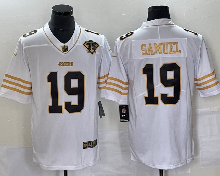 Men's San Francisco 49ers Deebo Samuel #19 White 75th Anniversary Jersey