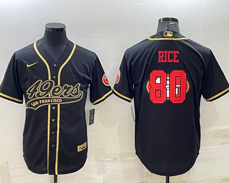 Men's San Francisco 49ers Jerry Rice #80 Black Jersey Joint Edition