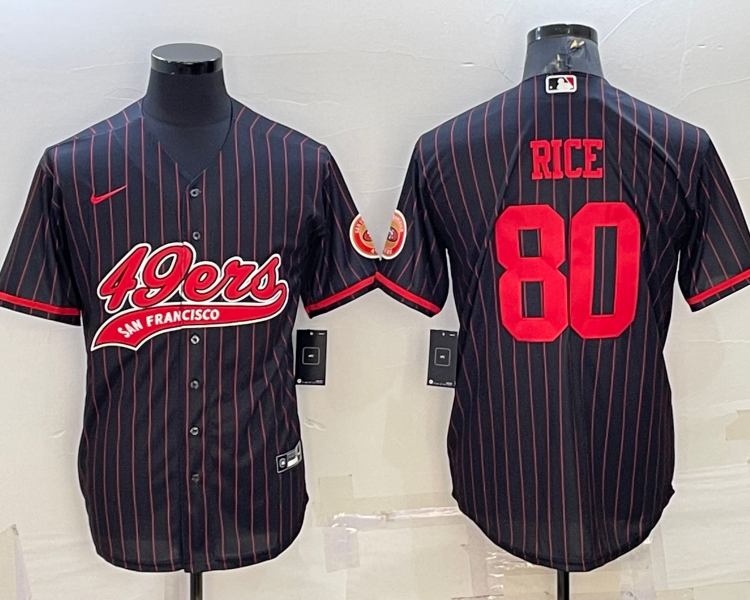 Men's San Francisco 49ers Jerry Rice #80 Black Jersey Joint Edition